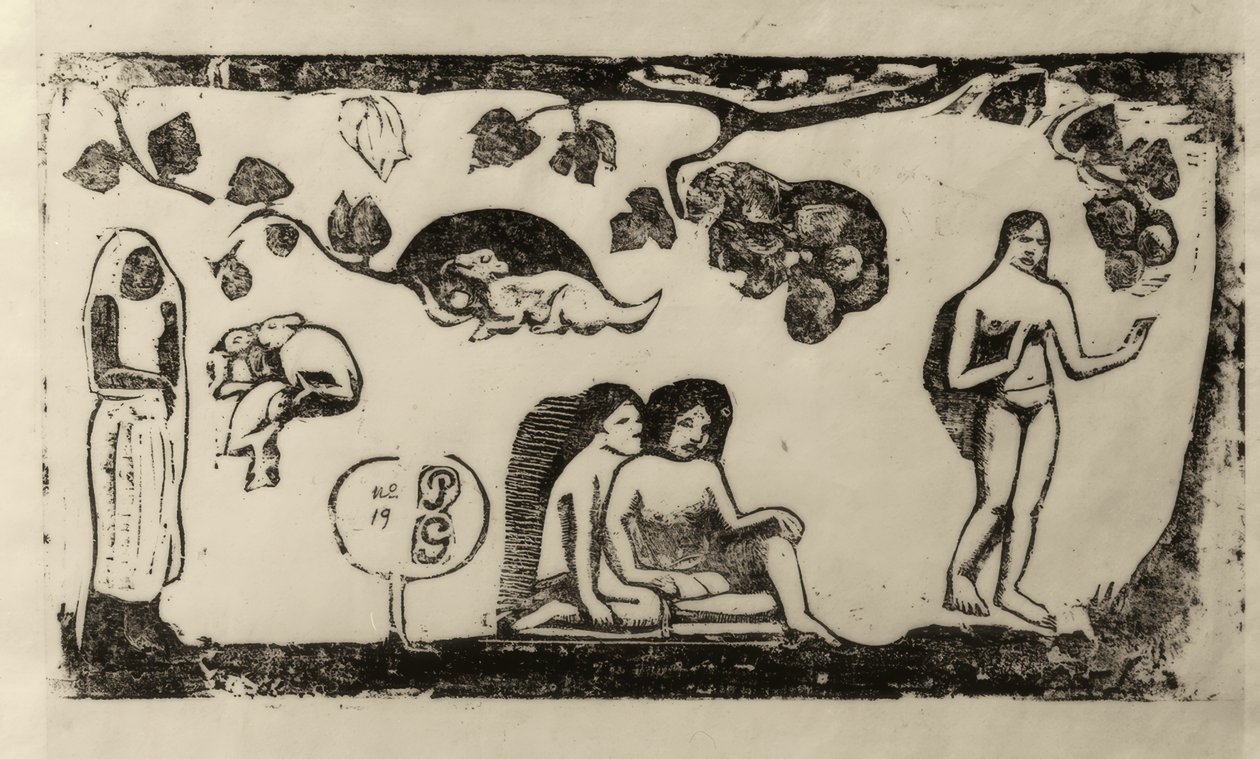Kvinnor, djur och lövverk av Paul Gauguin