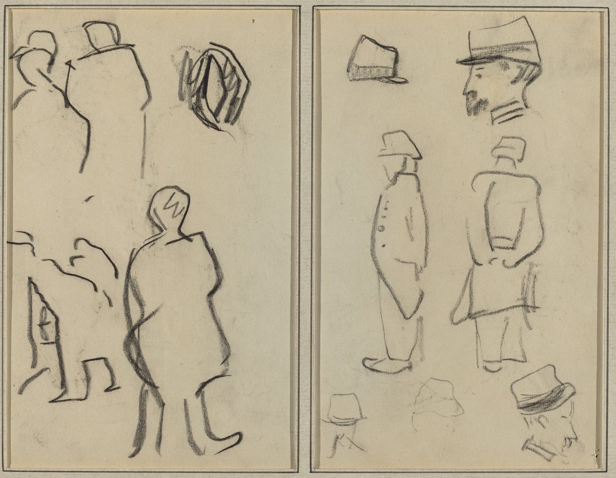 Figurstudier; Studier av soldater [verso] av Paul Gauguin