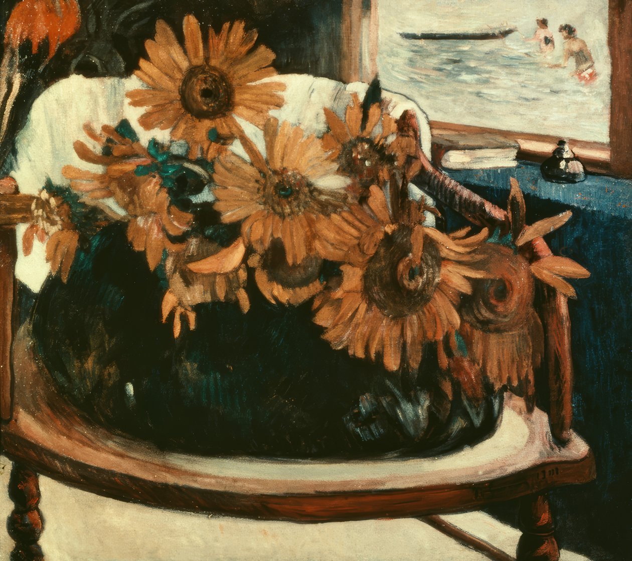 Solrosblommor i en stol I av Paul Gauguin