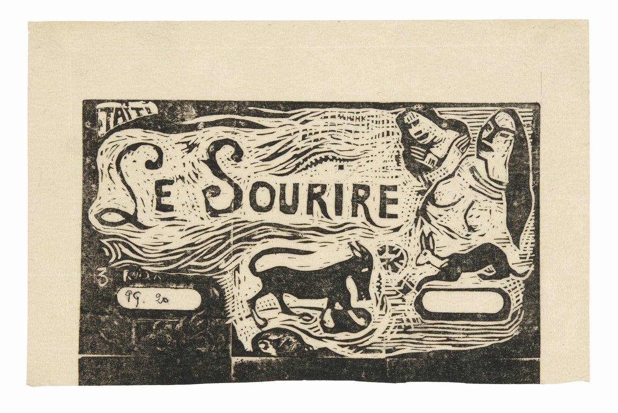Räv, byster av två kvinnor och en kanin, huvudstycke för Le sourire av Paul Gauguin