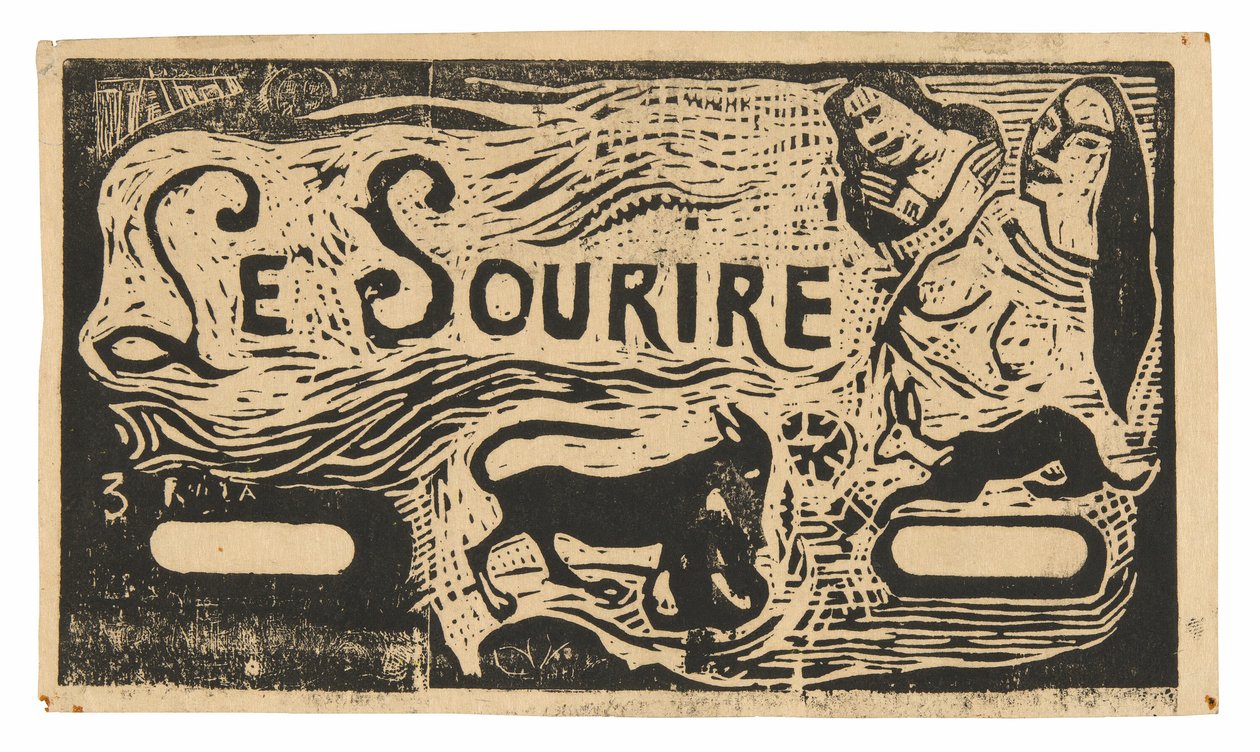 Räv, byster av två kvinnor och en kanin, huvudstycke till Le sourire av Paul Gauguin
