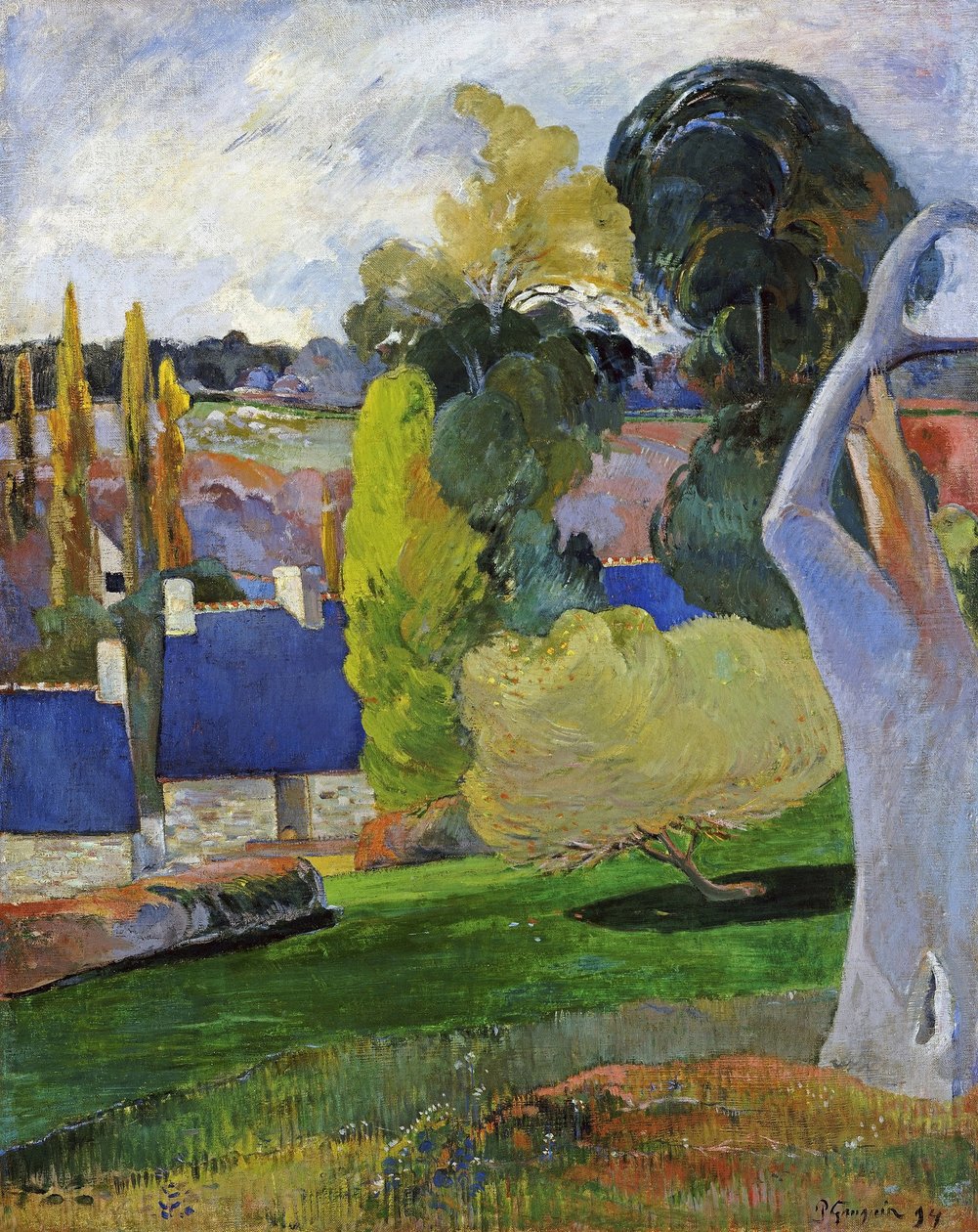 Franska:  Ferme en Bretagne II En gård i Bretagne II av Paul Gauguin