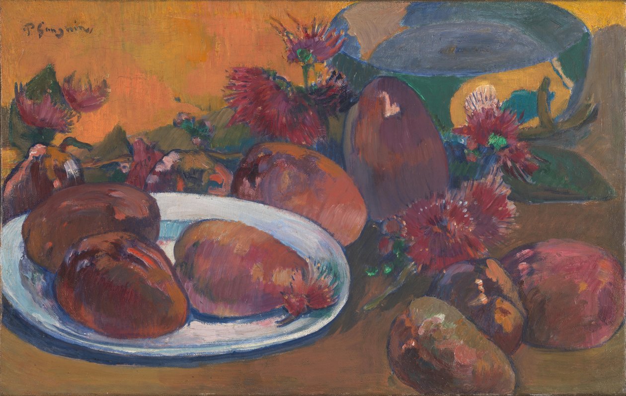 Franska:  Nature morte aux mangues Stilliv med mangos av Paul Gauguin