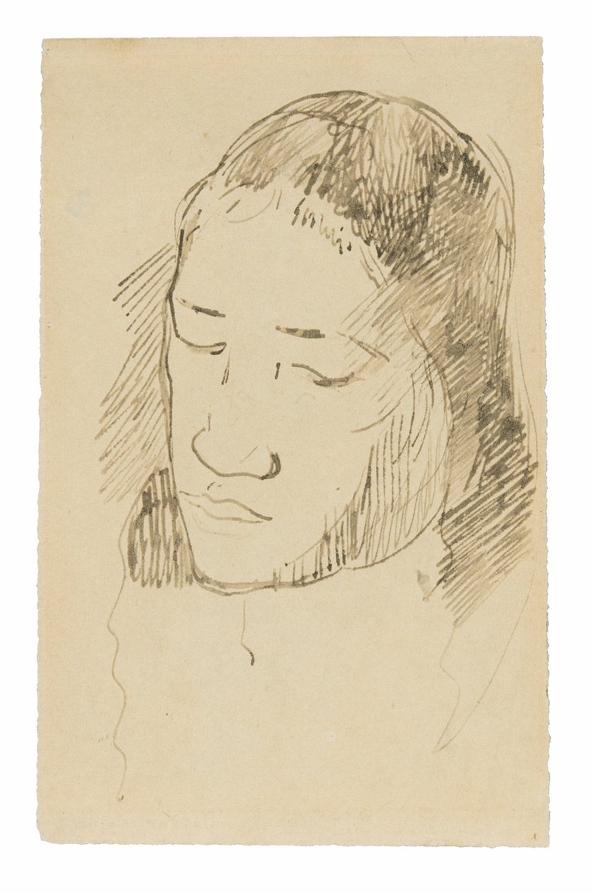 Head of a Tahitian Woman (recto), Skisser av anatomiska detaljer (verso) av Paul Gauguin