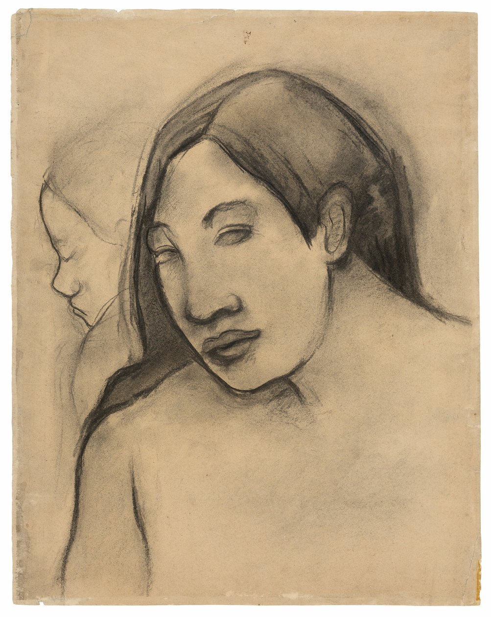 Chefer för tahitiska kvinnor, frontal och profilsyn av Paul Gauguin