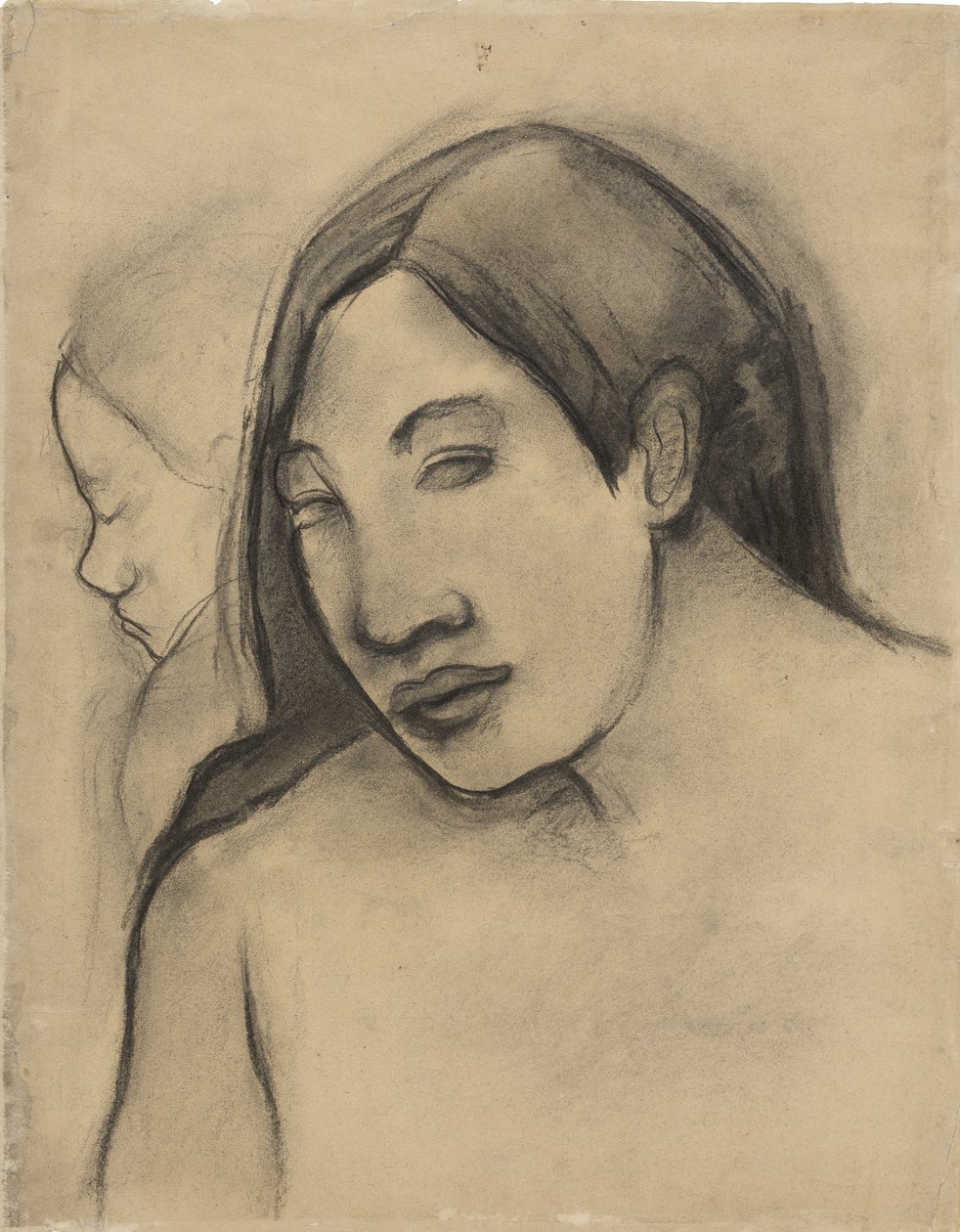 Chefer för tahitiska kvinnor, frontal och profilsyn, 1891-93 av Paul Gauguin