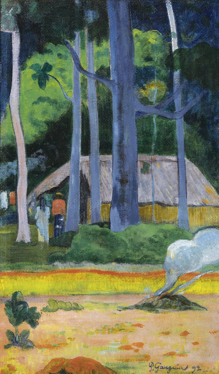 Hydda under träd, 1892 av Paul Gauguin