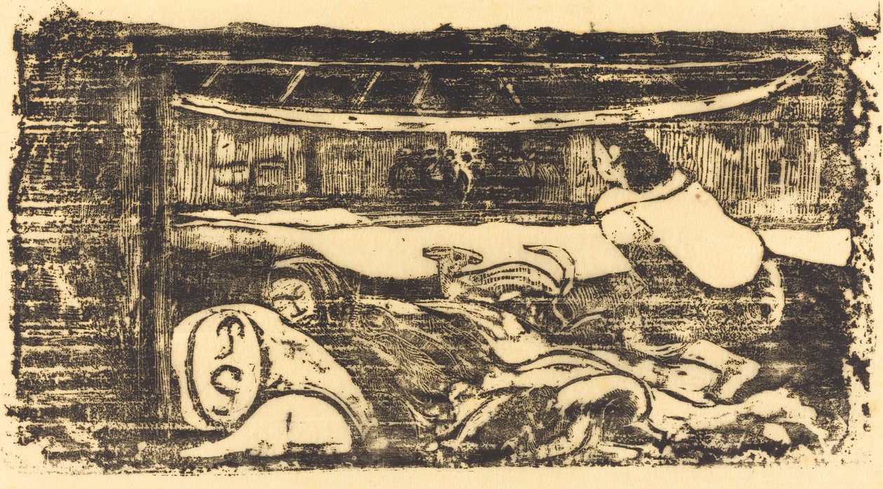 Interiör av en Hut Interieur de case, i eller efter 1895. av Paul Gauguin