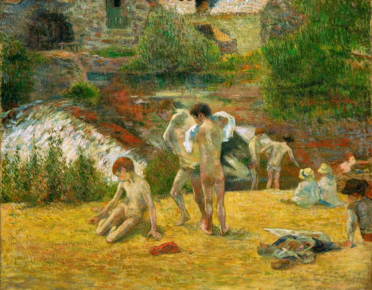 Unga bretoner i badet, eller simning vid Bois d mill av Paul Gauguin