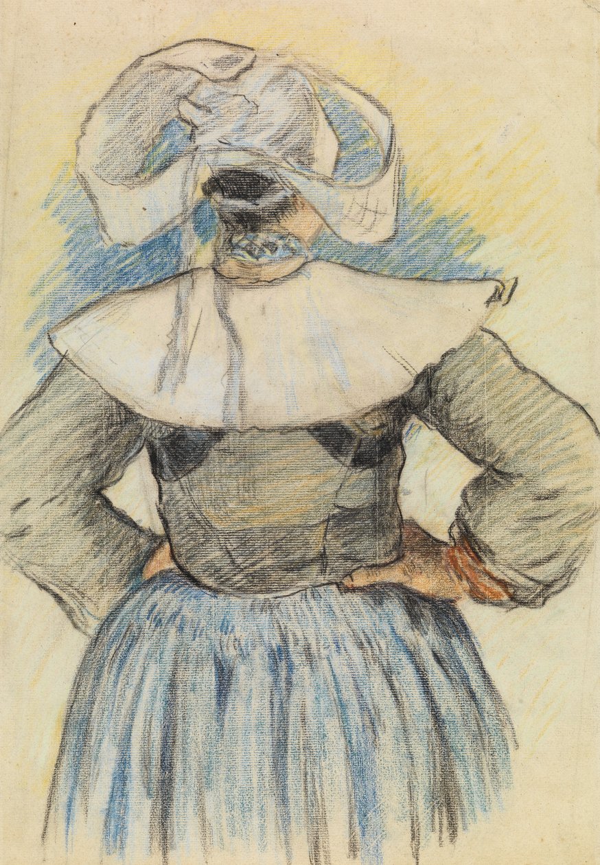 La Bretonne, Pont-Aven c.1886 (krita på papper) av Paul Gauguin