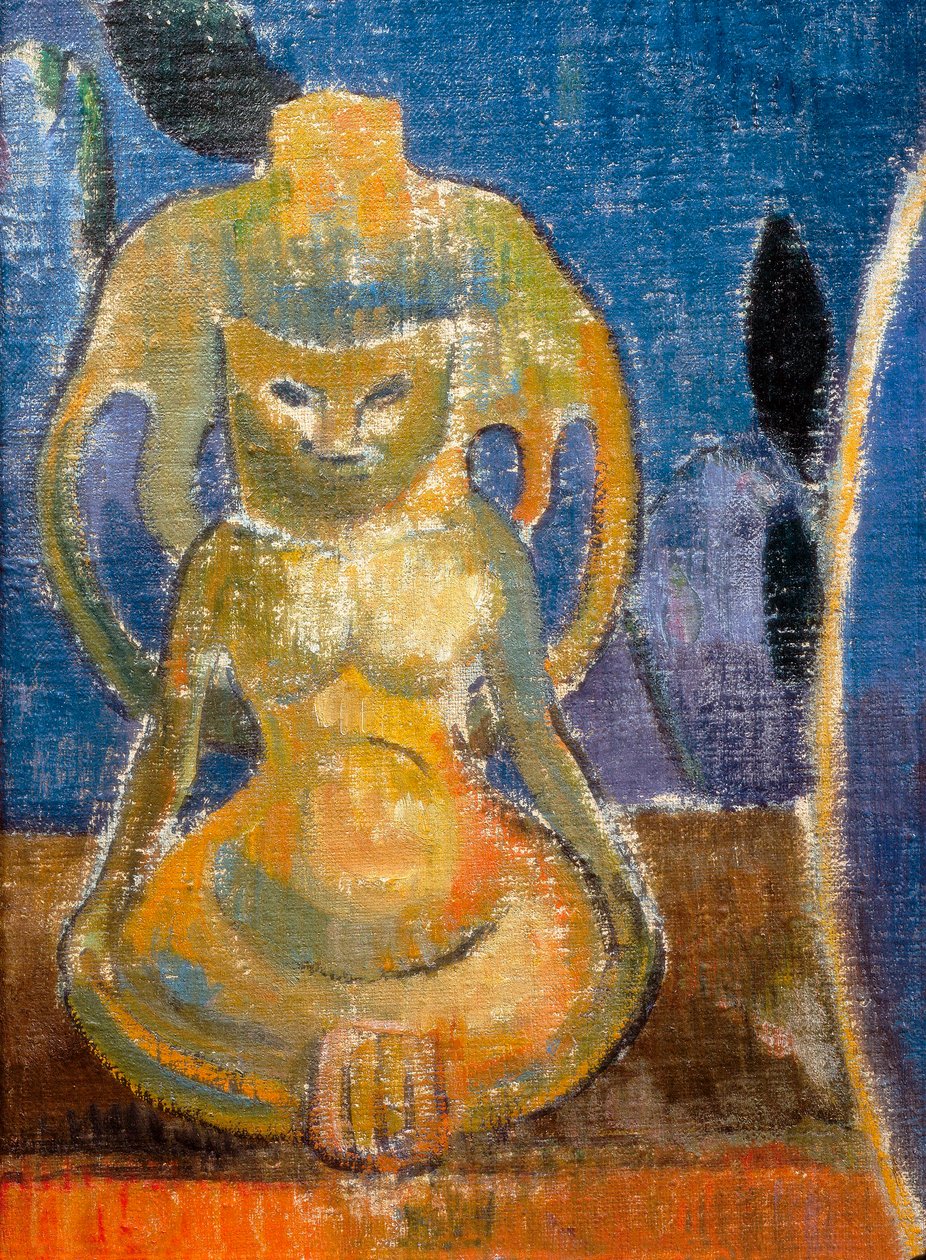 La belle Angele, Madame Satre (1868-1932) hotellägare vid Pont Aven, detalj av skulpturen av Paul Gauguin