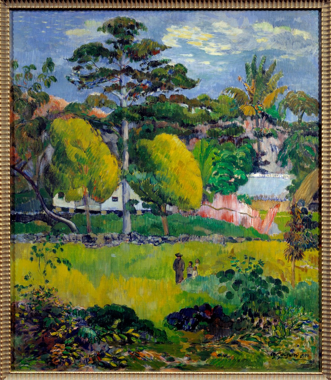 Landskapet kan vara Tahiti. Målning av Paul Gauguin (1848-1903) 1901 Sön. 0,76x0,65 m Paris, Musee de l