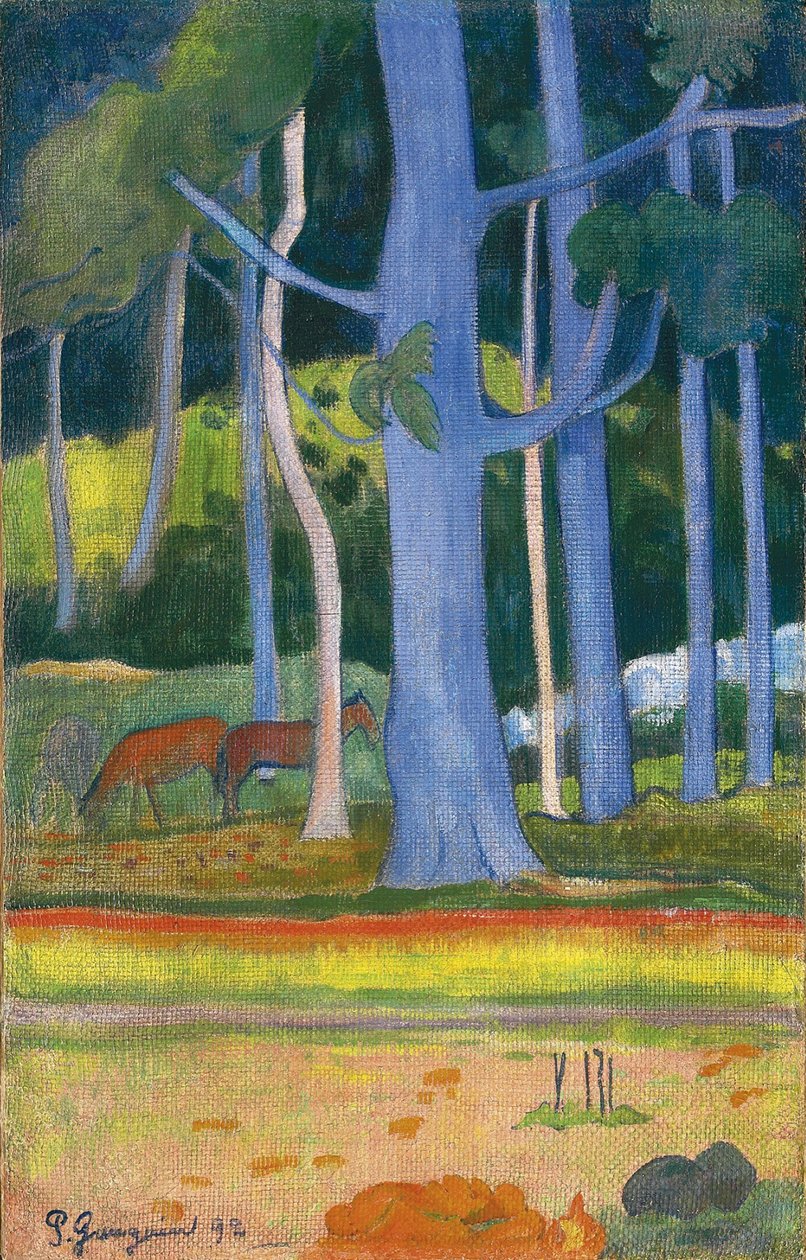 Landskap med blå träd Landskap med blå stam, 1892 av Paul Gauguin