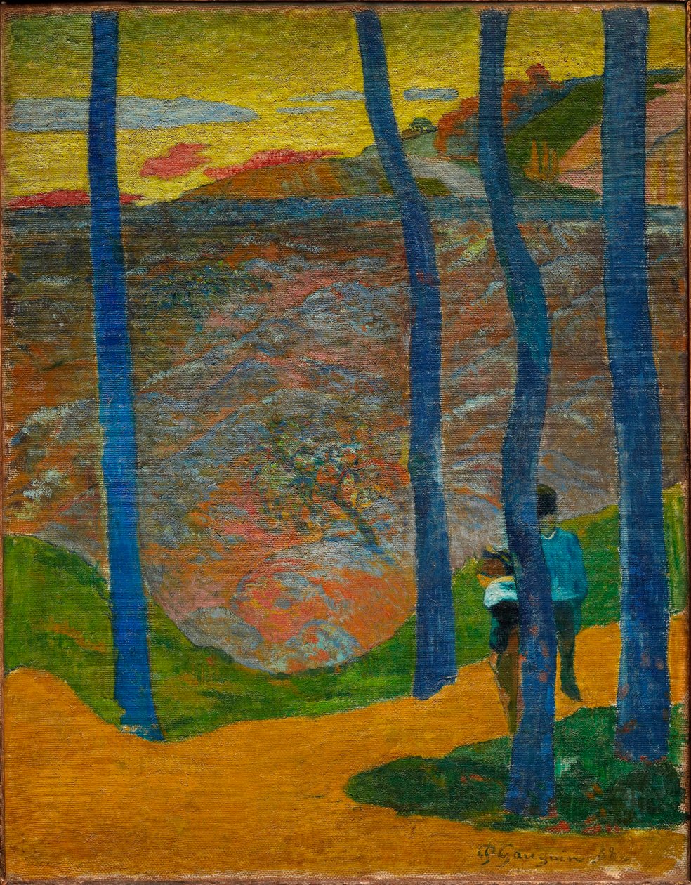 De blå träden. Du kommer att passera, den vackra. Blåträd. Din tur kommer, min skönhet!, 1888. av Paul Gauguin