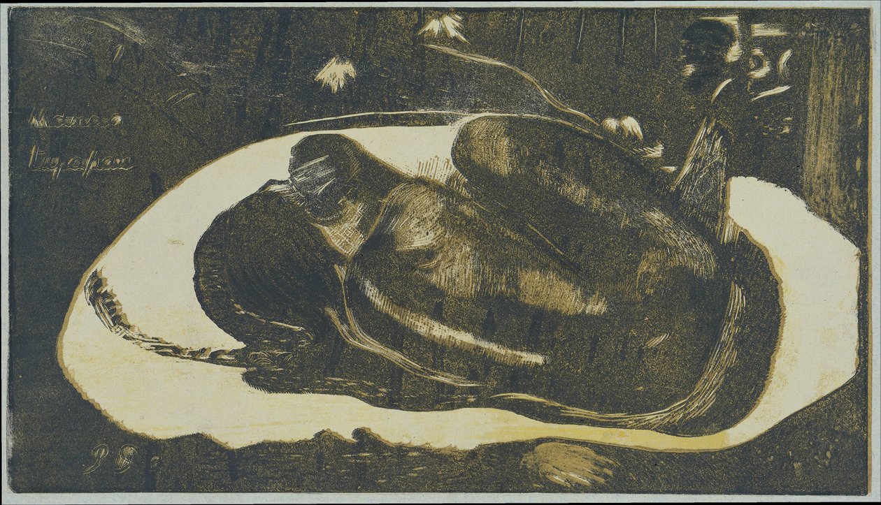 Liggande flicka rädd för de dödas spöken Betraktad av de dödas spöken Mauao tupapau (titel på objekt) av Paul Gauguin