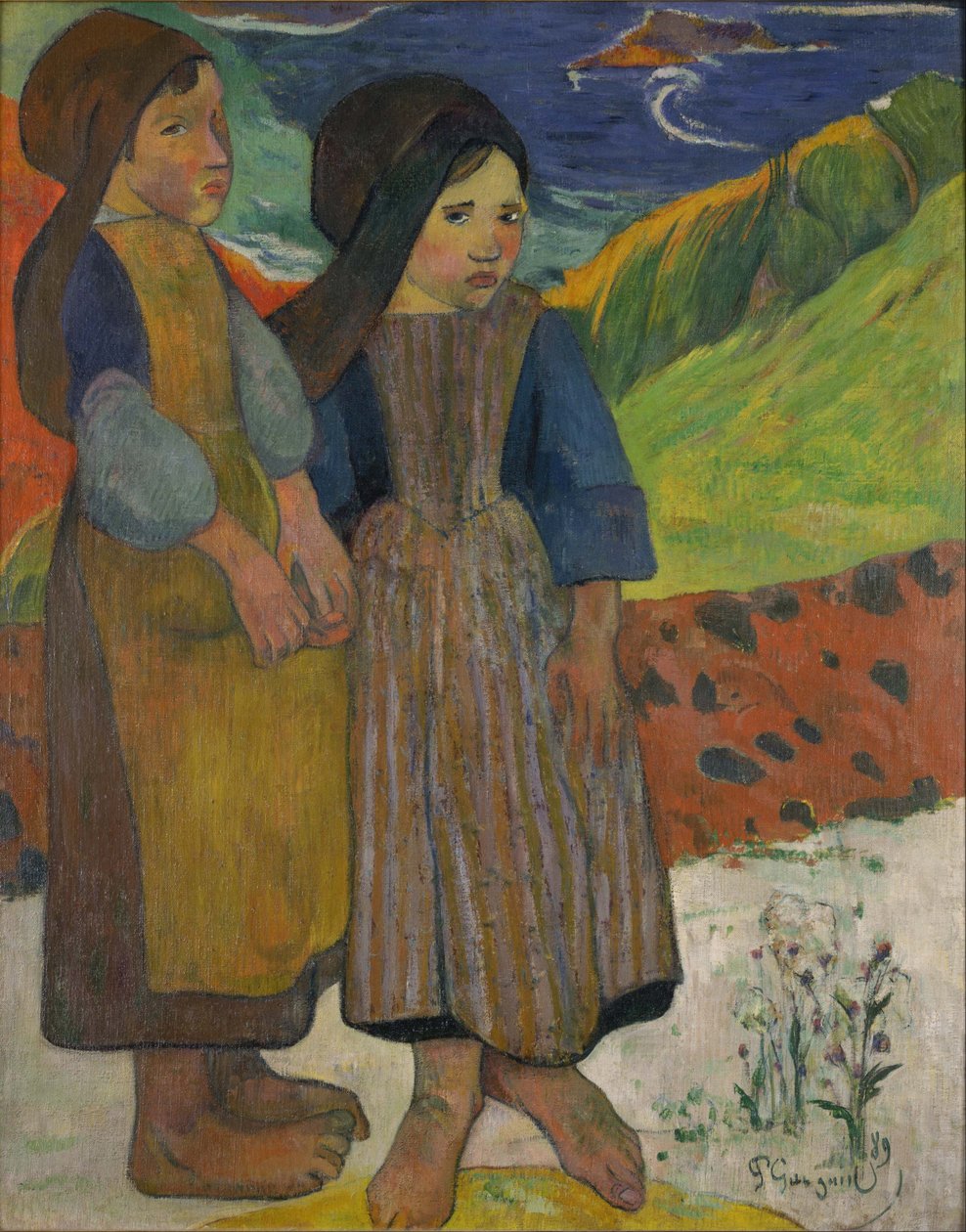Små bretonska flickor vid havet av Paul Gauguin