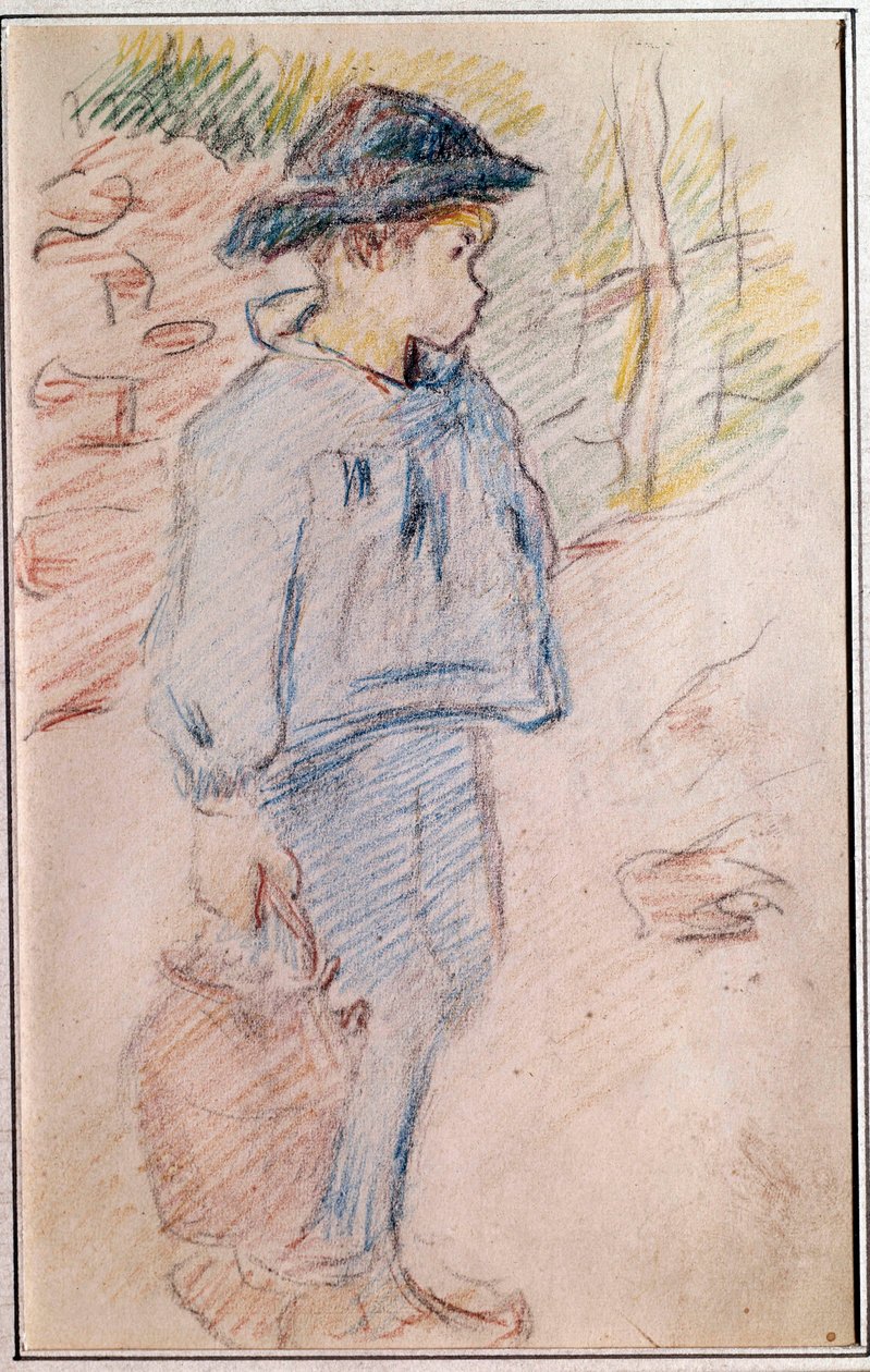 Liten bretonsk pojke med hink Sketch av Paul Gauguin av Paul Gauguin