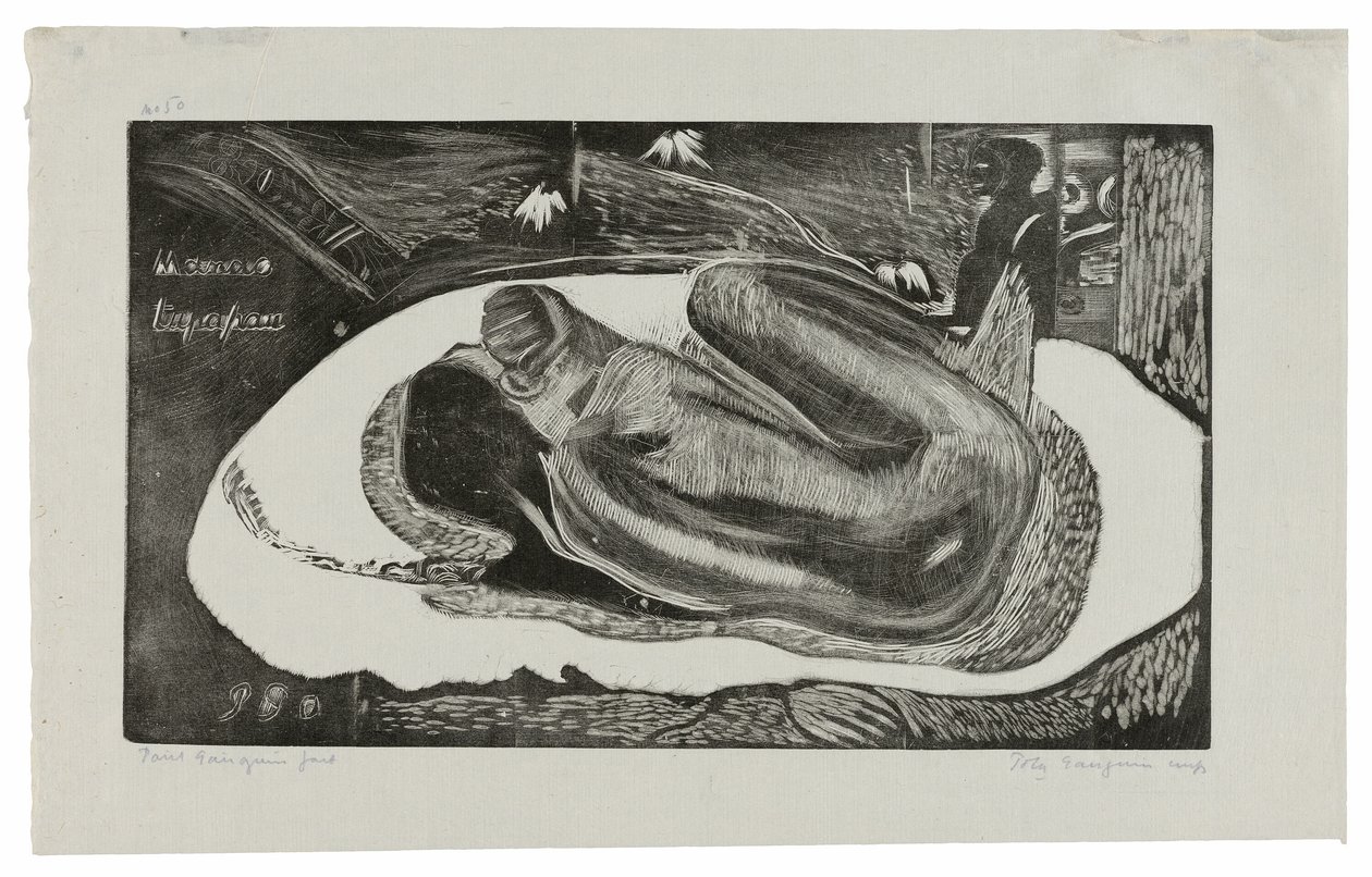 Manao tupapau (Hon tänker på spöket eller spöket tänker på henne), från Noa Noa-sviten av Paul Gauguin