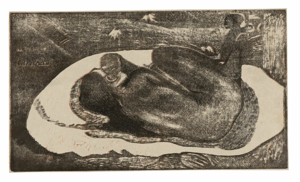 Manao tupapau (Hon tänker på spöket eller spöket tänker på henne), från Noa Noa-sviten av Paul Gauguin