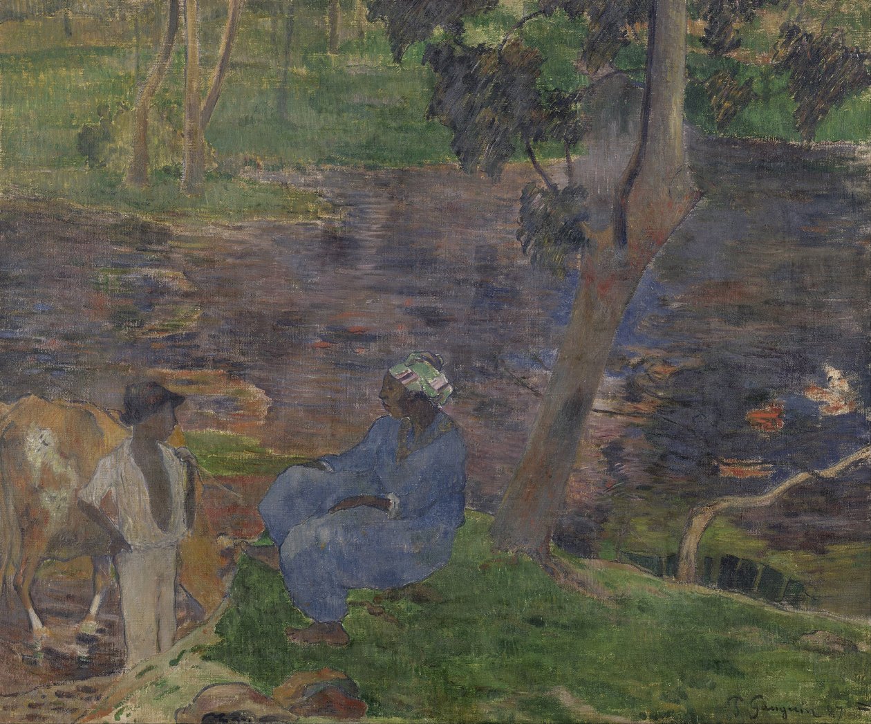 Vid sjöns strand, Martinique av Paul Gauguin