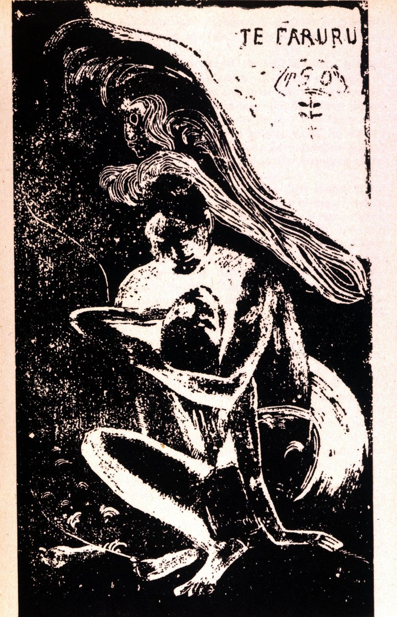 Paul Gauguin "" Te Faruru""" (de älskar). Xylografi av den tahitiska perioden av Paul Gauguin (1848 - 1903). 1891 - 1897. av Paul Gauguin