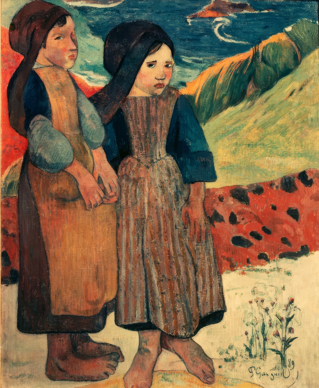 Små bretoner vid havet av Paul Gauguin
