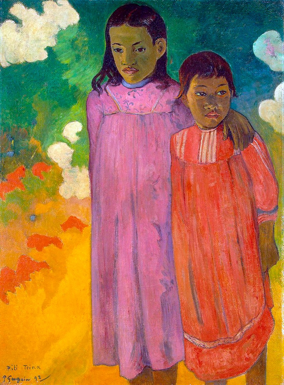 Piti Tiena, två systrar, 1892. av Paul Gauguin