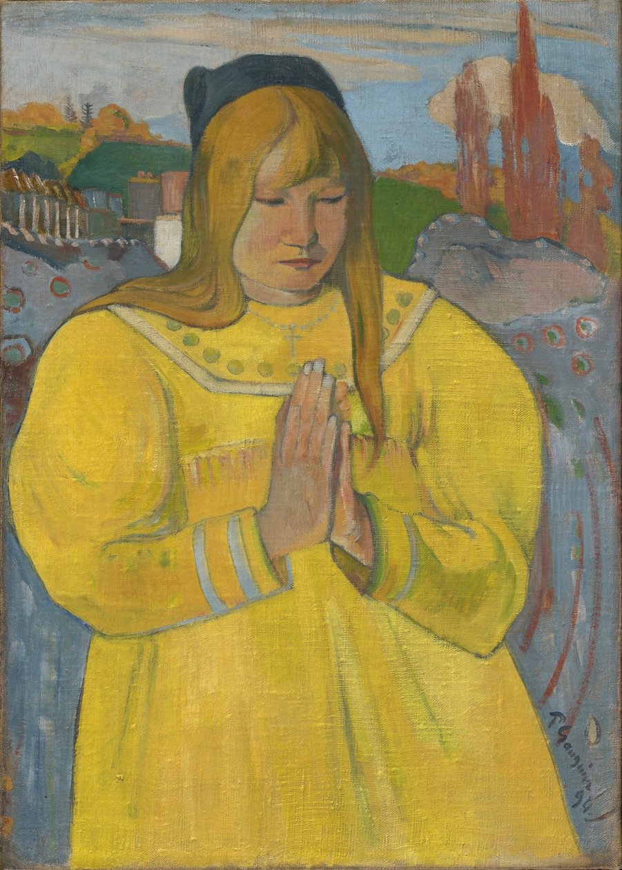 Bedjande bretonsk flicka / Ung kristen flicka av Paul Gauguin