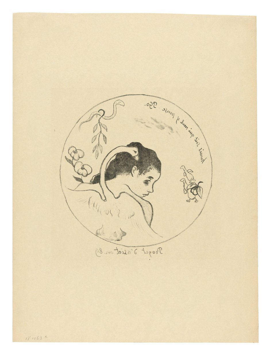 Projet d’assiette (Leda) (Design för en tallrik [Leda]), frontispice från Volpini-sviten av Paul Gauguin