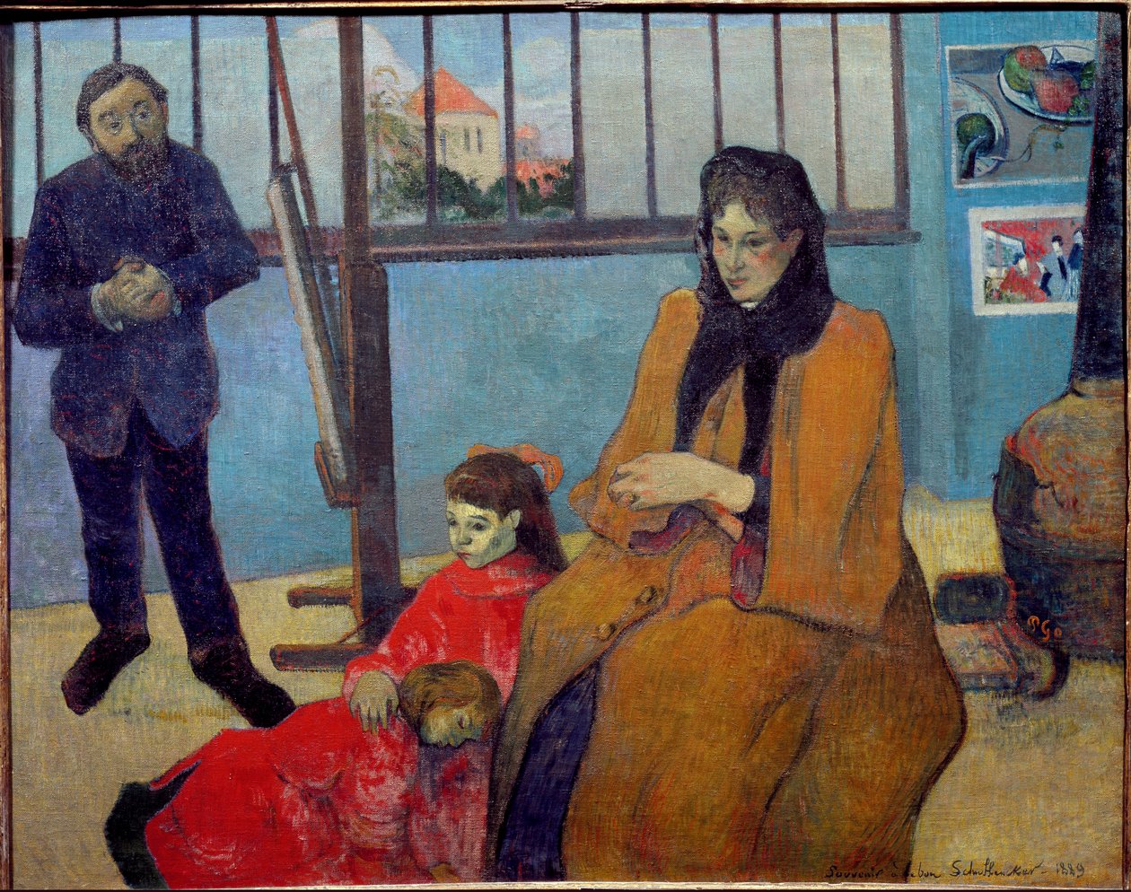 Schuffeneckers verkstad eller familjen Schuffenecker (olja på duk av Paul Gauguin