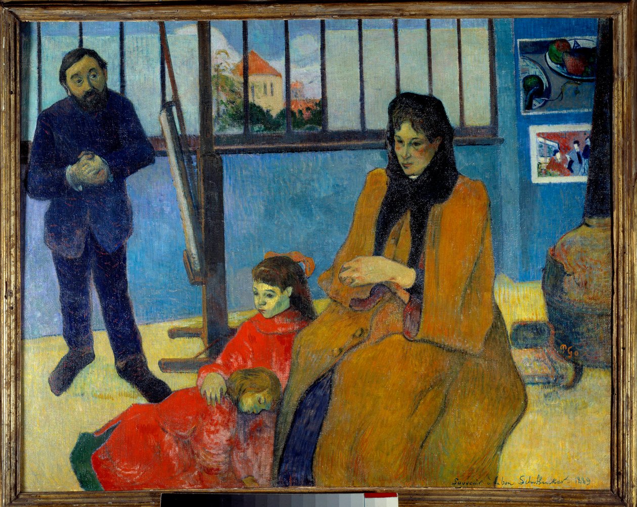 Schuffeneckers verkstad eller familjen Schuffenecker. Porträtt av Emile Scuffenecker (1851-1934), hans fru, född Louise Lancon och deras barn Jeanne och Paul. Målning av Paul Gauguin (1848-1903) av Paul Gauguin
