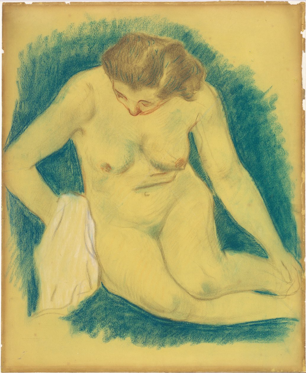 Sittande naken sett från ovan av Paul Gauguin
