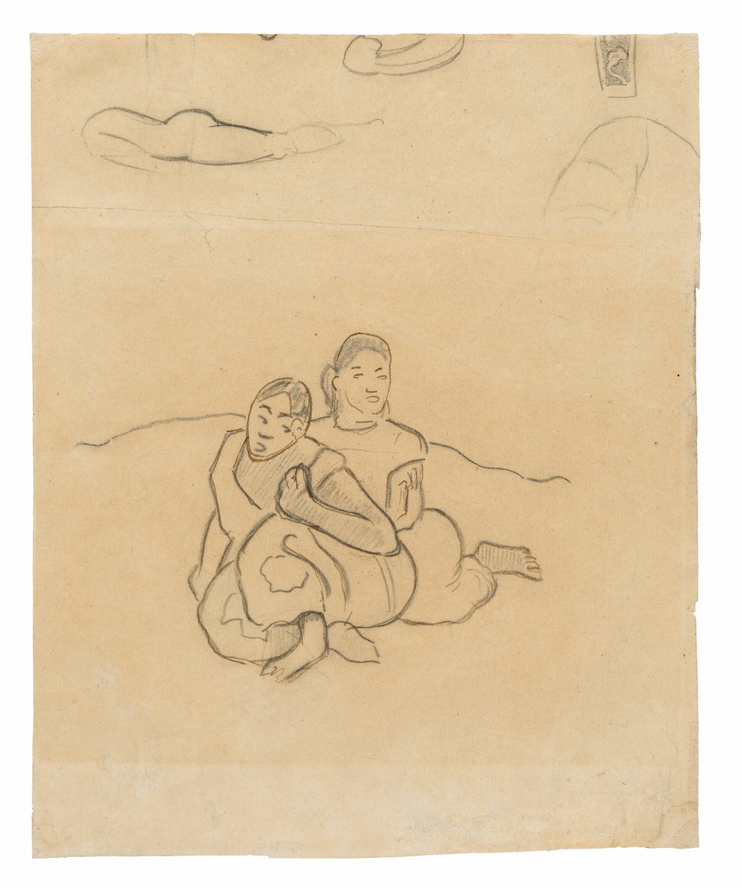 Sittande tahitiska kvinnor (relaterad till målningen Nafea faa ipoipo [När ska du gifta dig?]) och andra skisser av Paul Gauguin