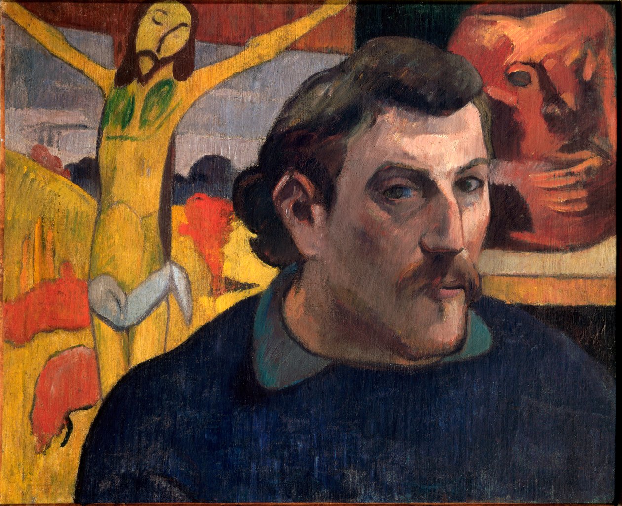 Självporträtt med gula Kristus av Paul Gauguin