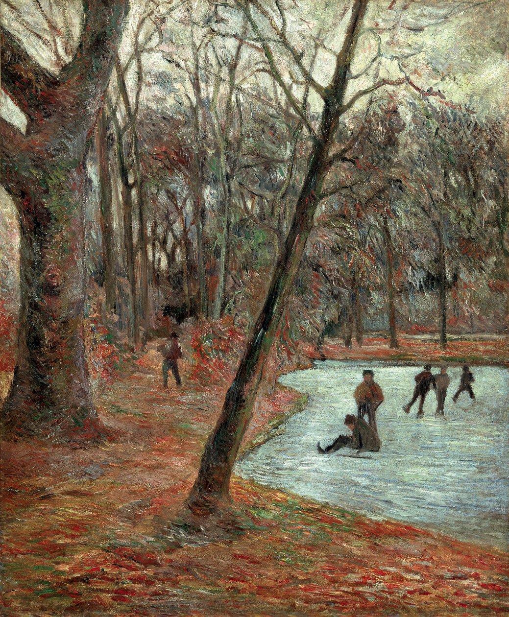 Skridskoåkare i Frederiksbergparken av Gauguin, Paul Eugene Henri (1848-1903). Olja på duk, storlek: 65x54 av Paul Gauguin
