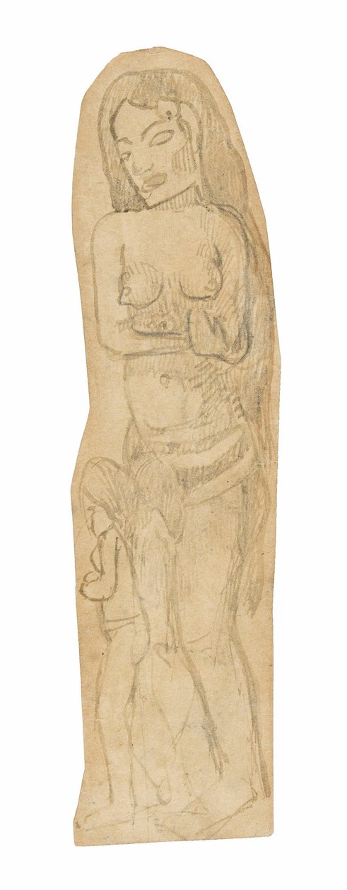 Skiss av Maori kvinna och barn av Paul Gauguin