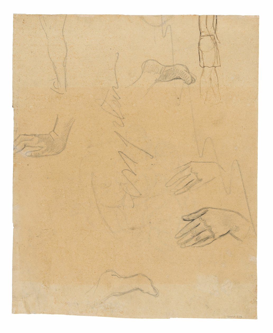 Skisser av figurer, händer och fötter (relaterade till målningen Aha oe feii? [Vad! Är du svartsjuk?]) av Paul Gauguin