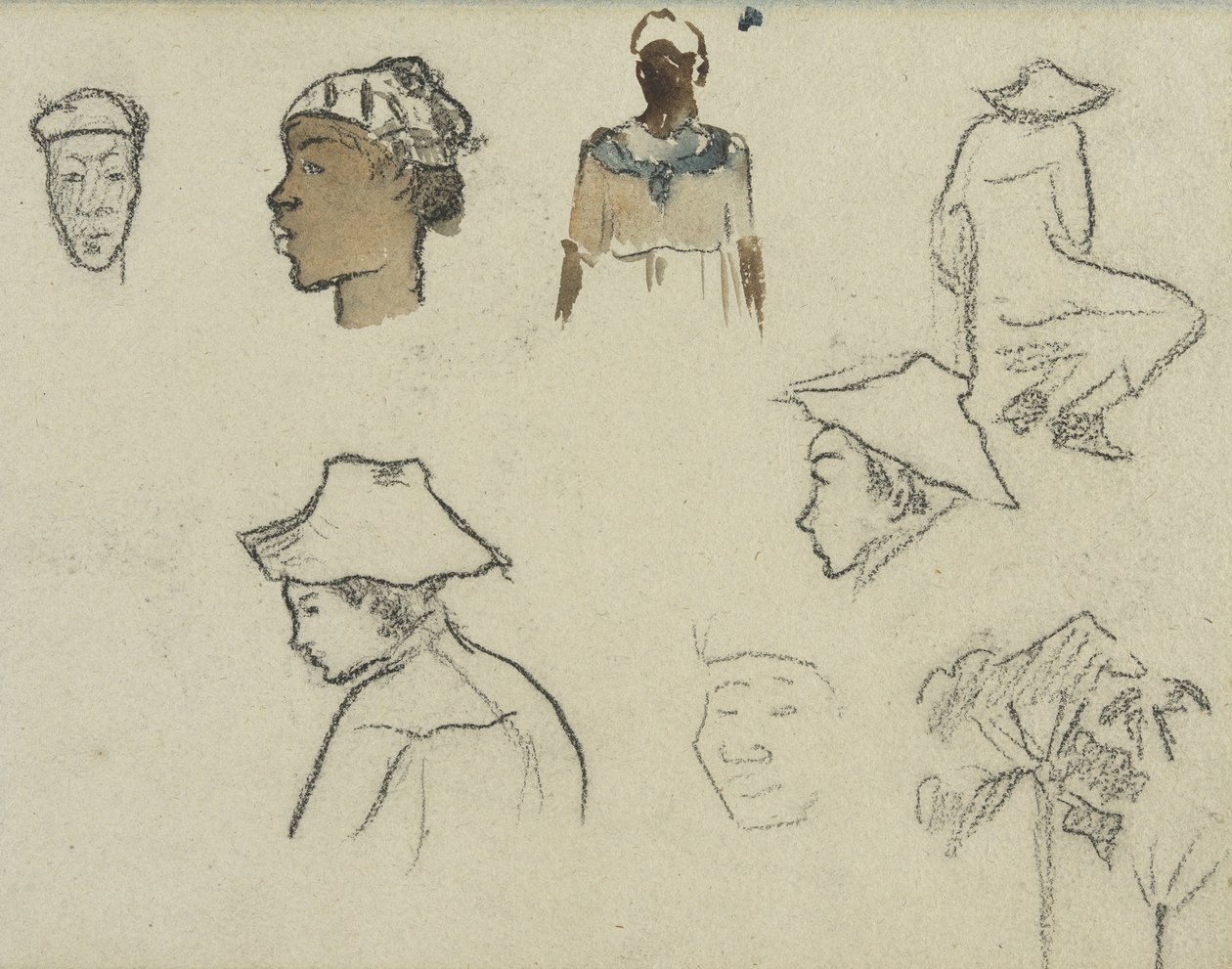 Skisser av figurer och bladverk av Paul Gauguin