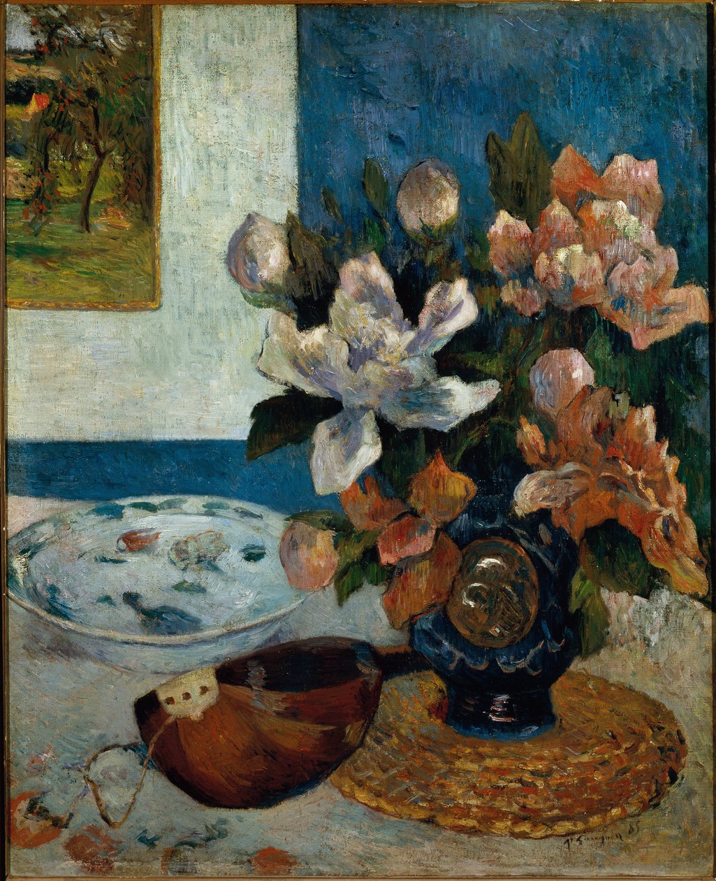 Stilleben med mandolin (olja på duk av Paul Gauguin