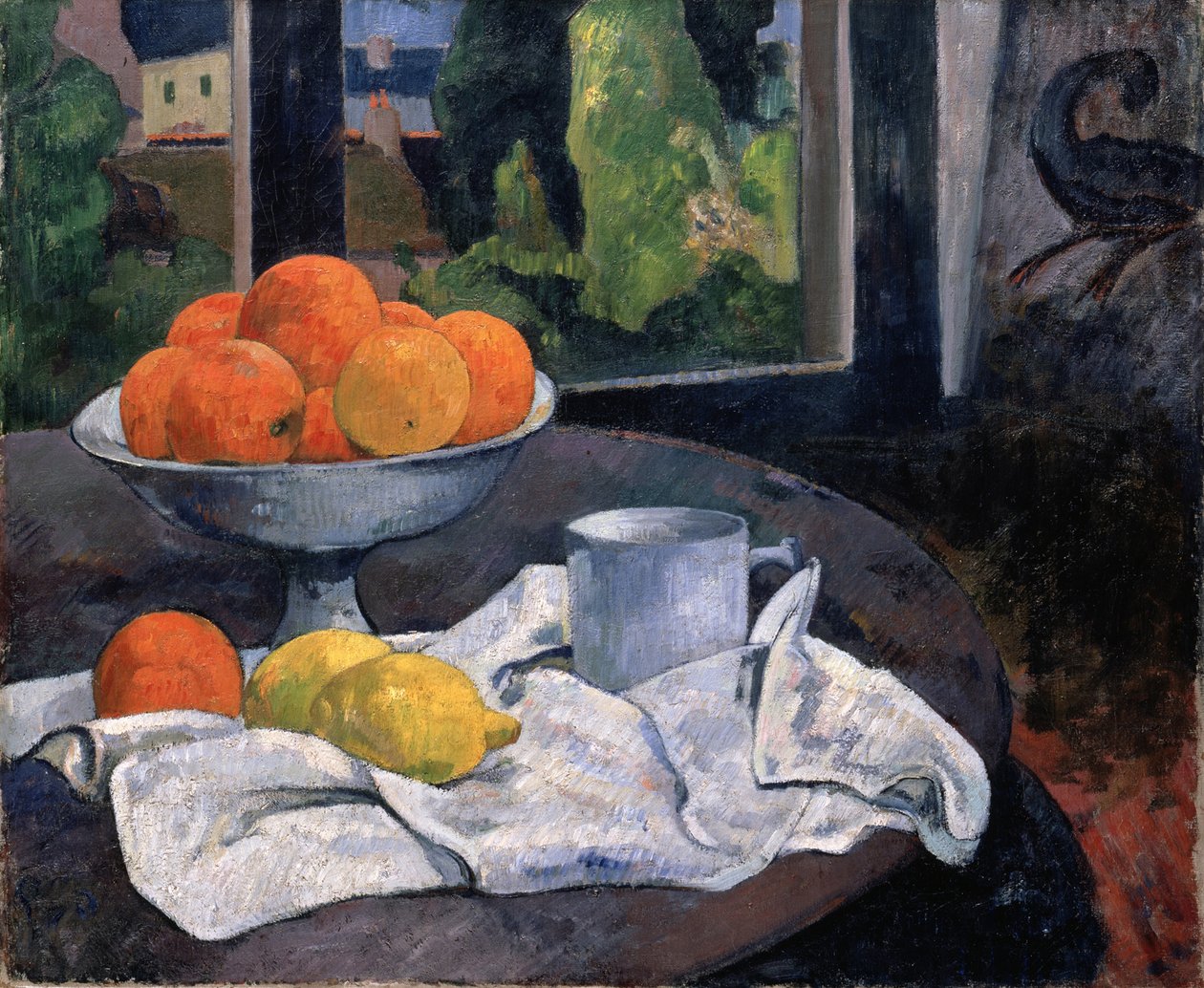 Stilleben med skål med frukt och citroner, ca 1889-90 (olja på duk) av Paul Gauguin