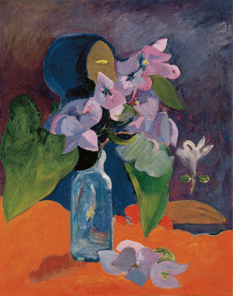 Stilleben med blommor och idol av Gauguin, Paul Eugene Henri (1848-1903). Olja på duk, ca 1892, Mått: 40,3x32. Kunsthaus Zuerich av Paul Gauguin