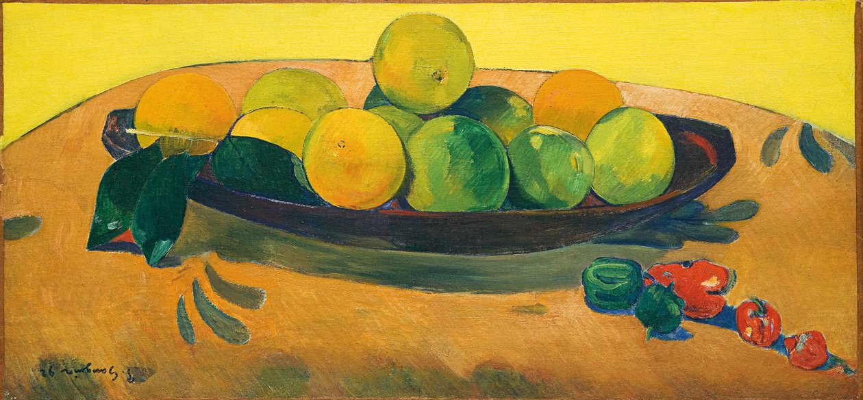 Stilleben med frukt och paprika; Stilleben med frukt och paprika, 1892 av Paul Gauguin