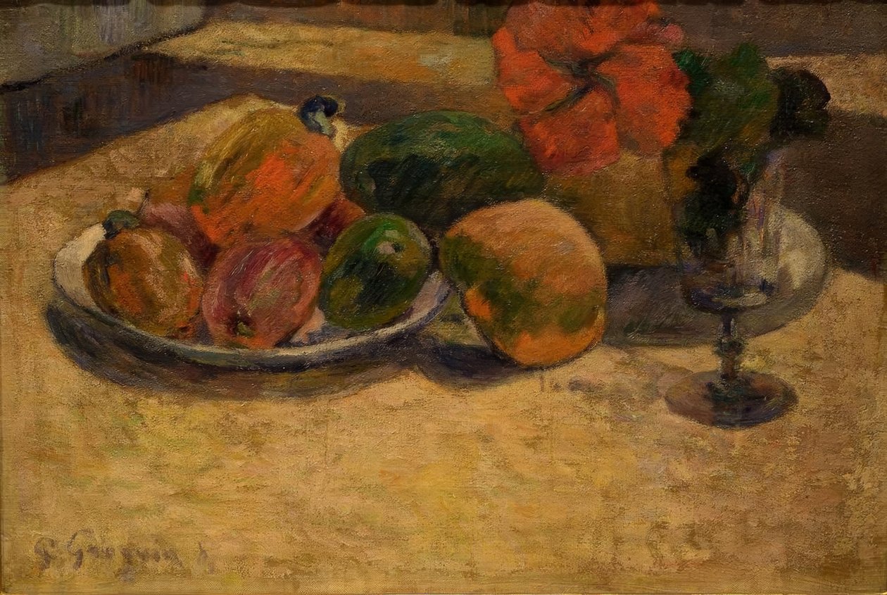 Stilleben med mango och hibiskus av Paul Gauguin