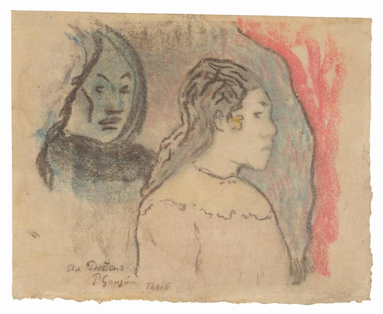 Studie av tahitiska huvuden av Paul Gauguin