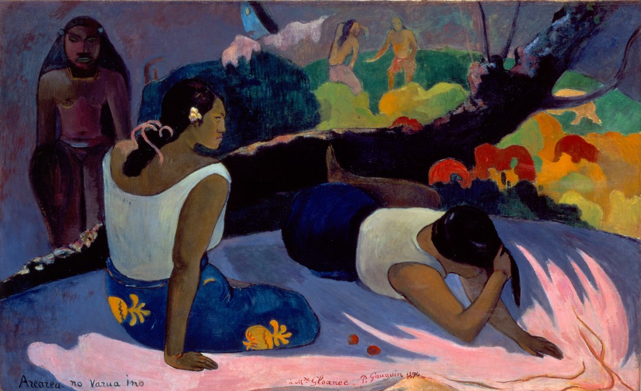 Tahitian:  Arearea no varua ino Liggande tahitiska kvinnor eller Den onda andens förströelse av Paul Gauguin