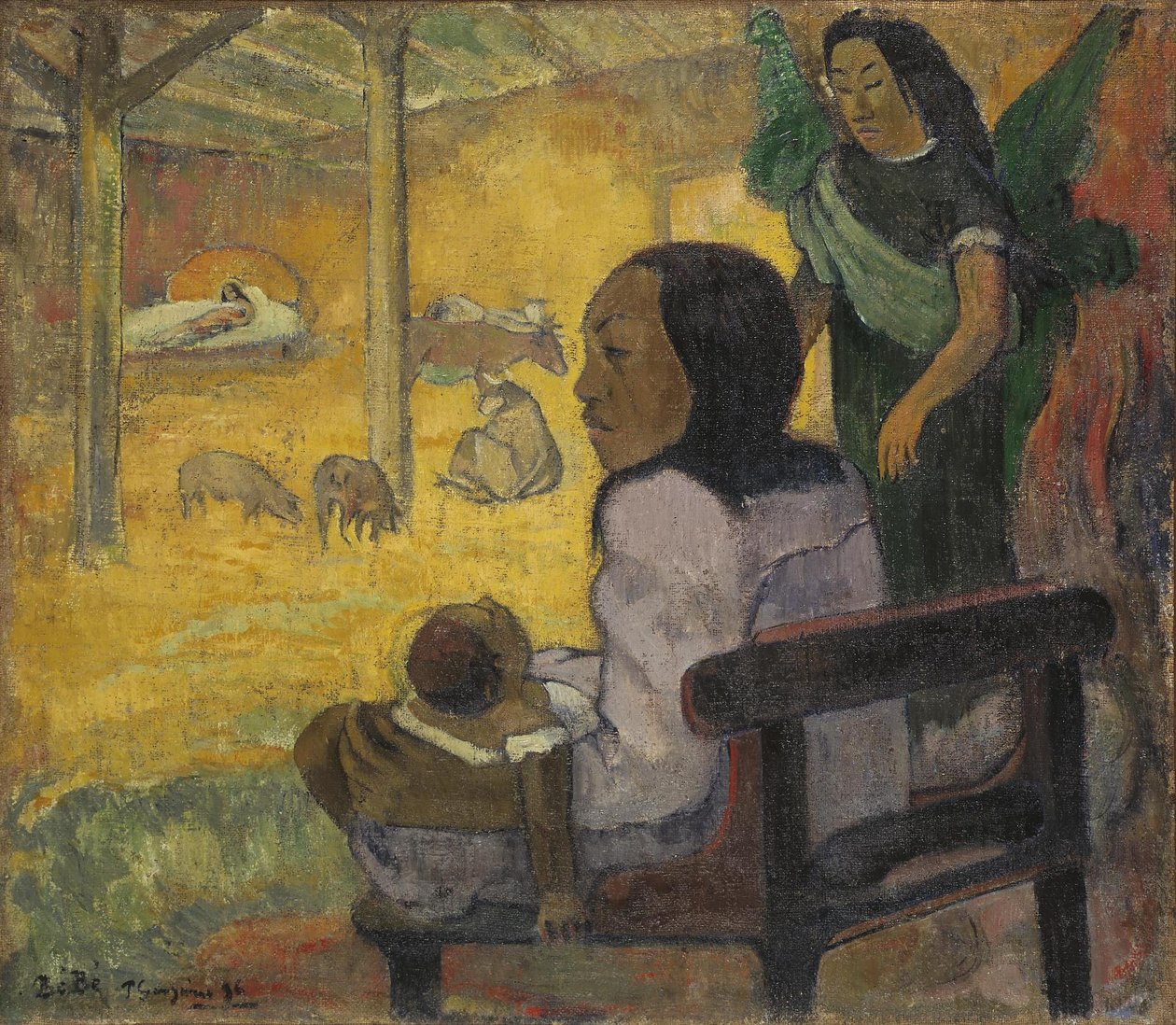 Tahitiska: Bé bé (Pēpe) Be Be (Födelsekyrkan) av Paul Gauguin