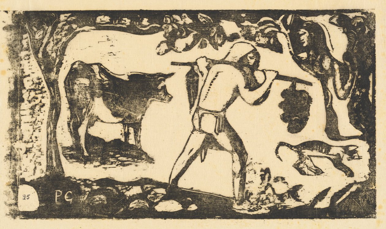Tahitian Carrying Bananas Le porteur de fei, 1895 eller efter. av Paul Gauguin