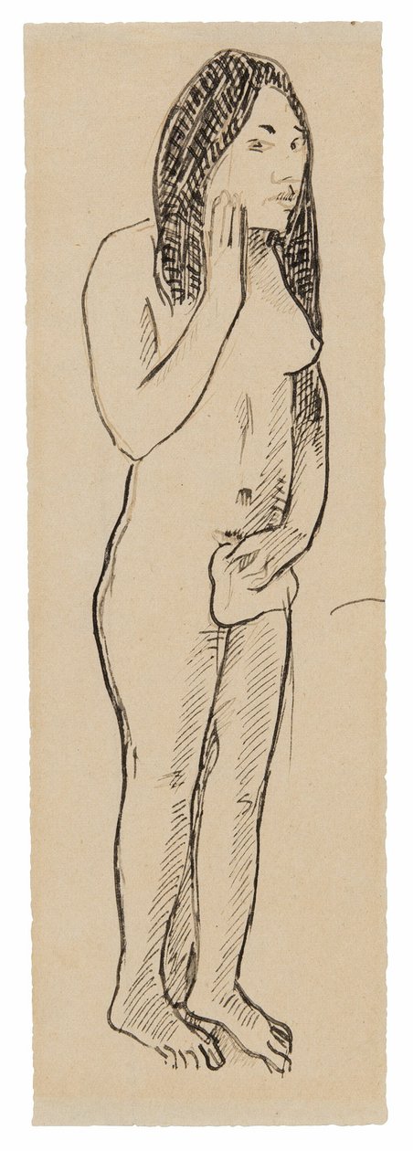 Tahitian Eva (besläktad med målningen Parau ne te varua ino) (recto); Fragment of Inscription (relaterat till Cahier pour Aline) (verso) av Paul Gauguin