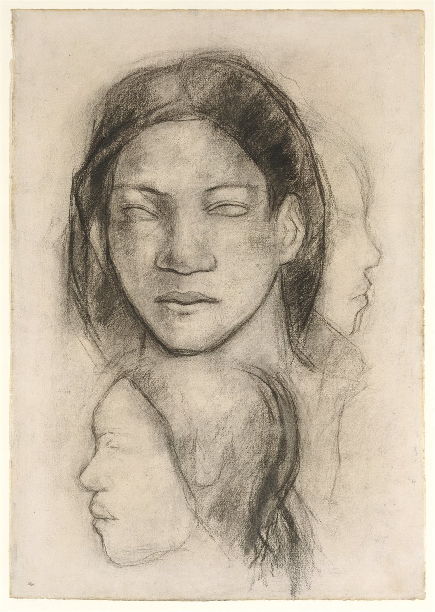 Ansikten från Tahiti (framifrån och i profil) av Paul Gauguin