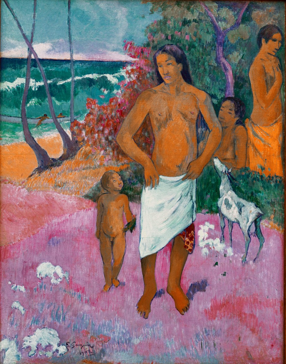 Tahitiansk familjemålning av Paul Gauguin (1848-1903) 1902 Dim. 73x92 cm New York, privat samling av Paul Gauguin